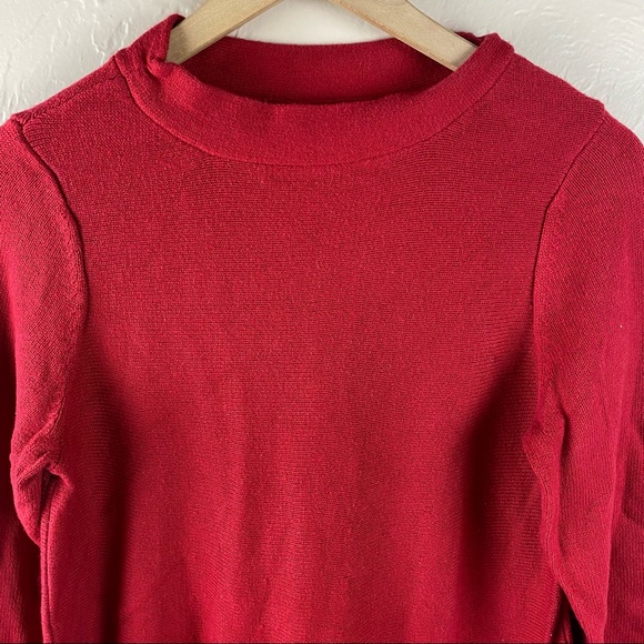 J Jill Red Funnel Neck Tunic Length Swing Style Sweater Small - Picture 2 of 8